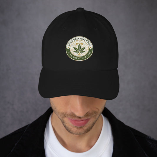 Turn The Other Leaf Ritual Cap – black front | Sacred Streetwear | JesusCanneebus