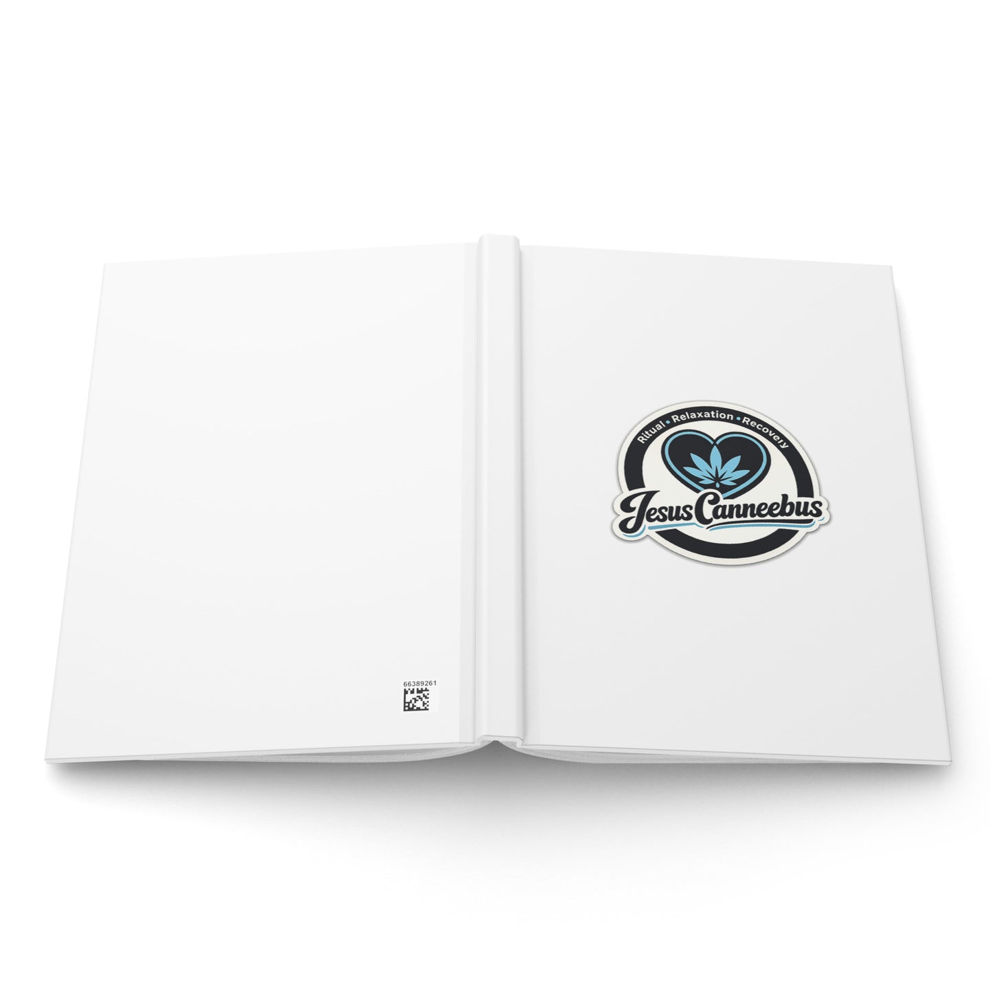 The Initiation Log – Blue Heart Journal – open spine showing front and back covers | JesusCanneebus