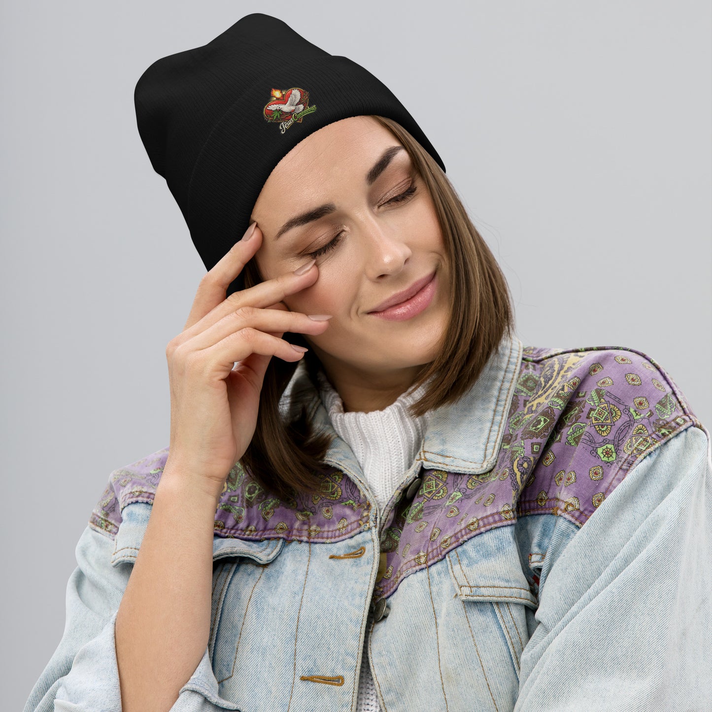 Flaming Dove Beanie – Sacred Warmth for Winter Rituals
