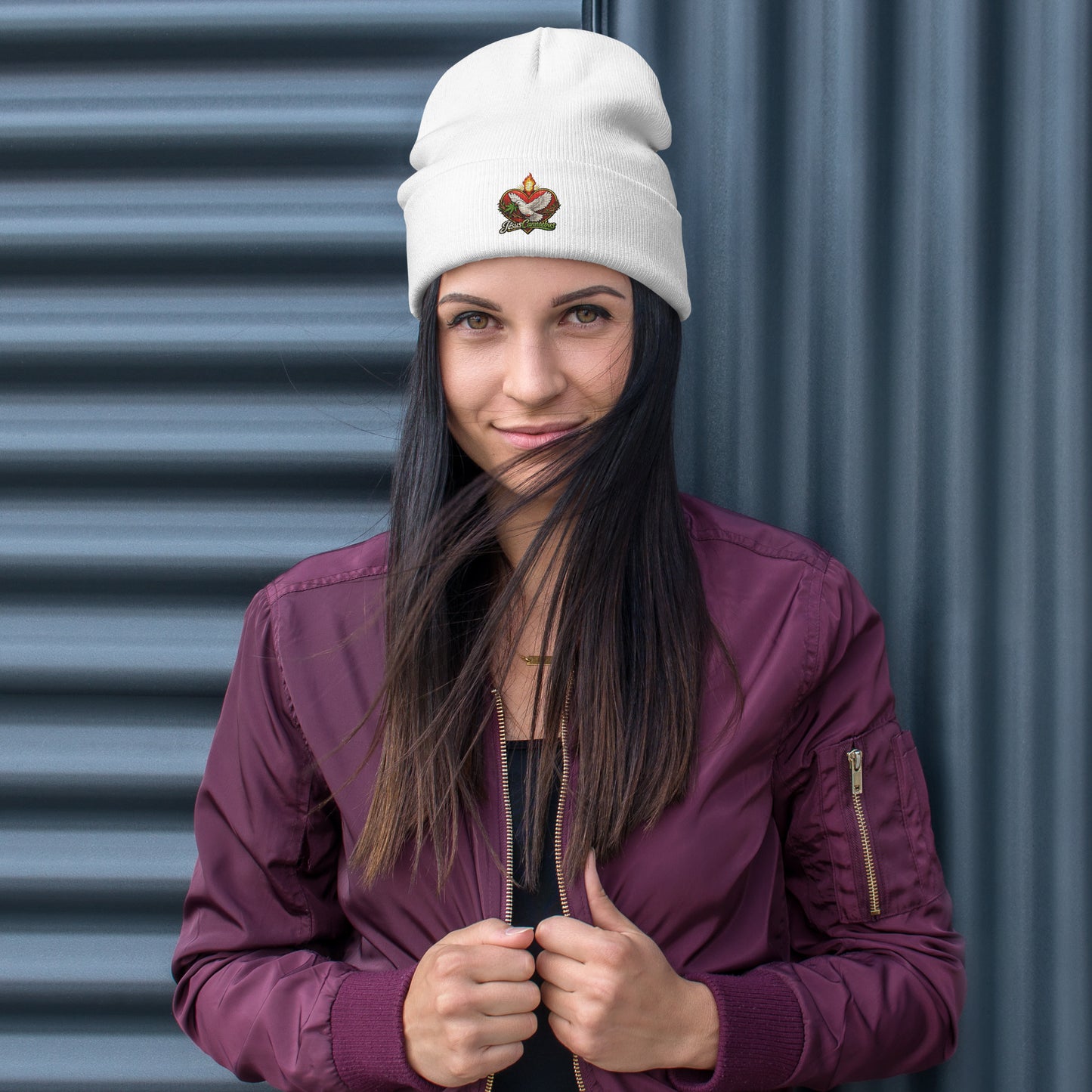 Flaming Dove Beanie – Sacred Warmth for Winter Rituals