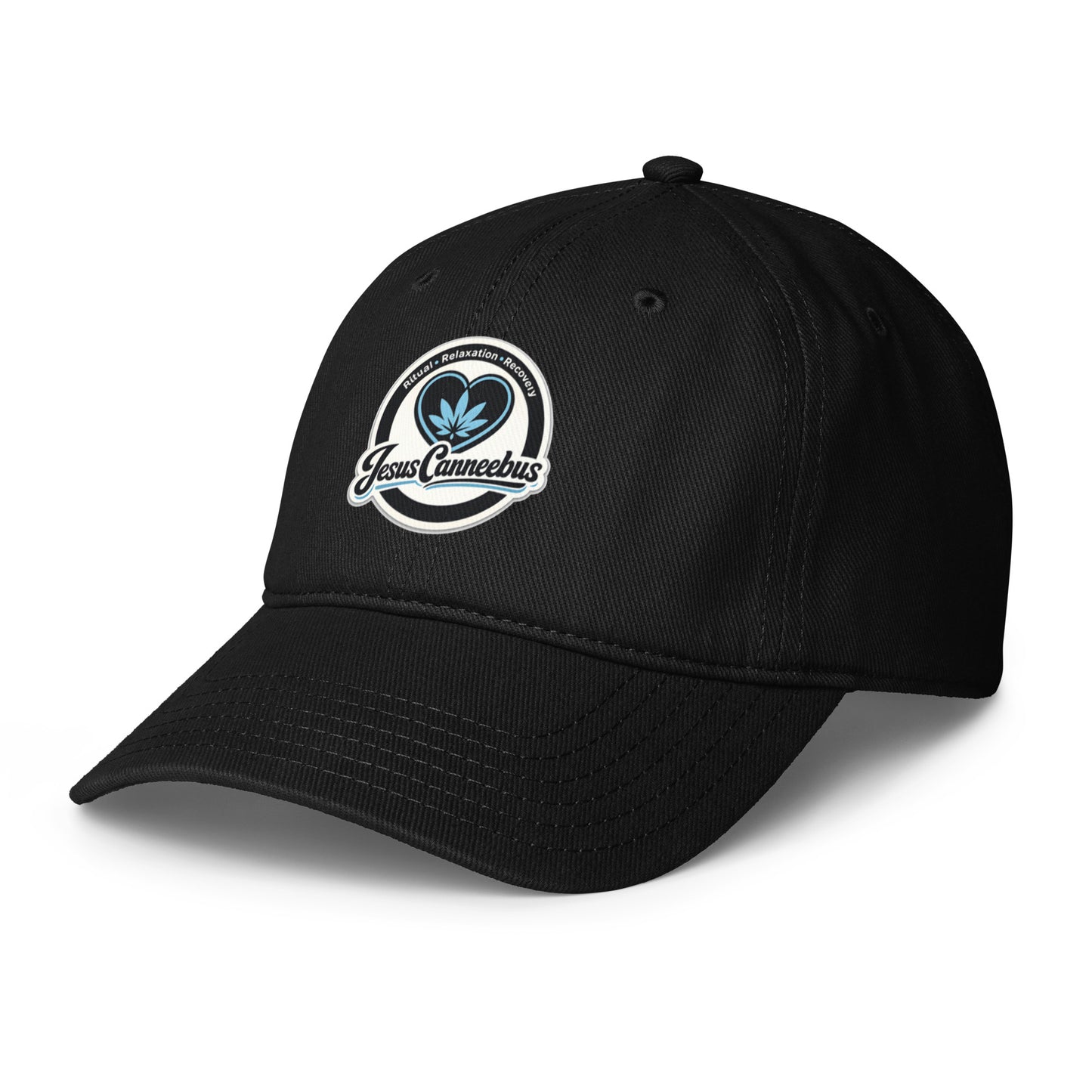 Blue Heart Low-Profile Cap – black left front | Sacred Streetwear | JesusCanneebus