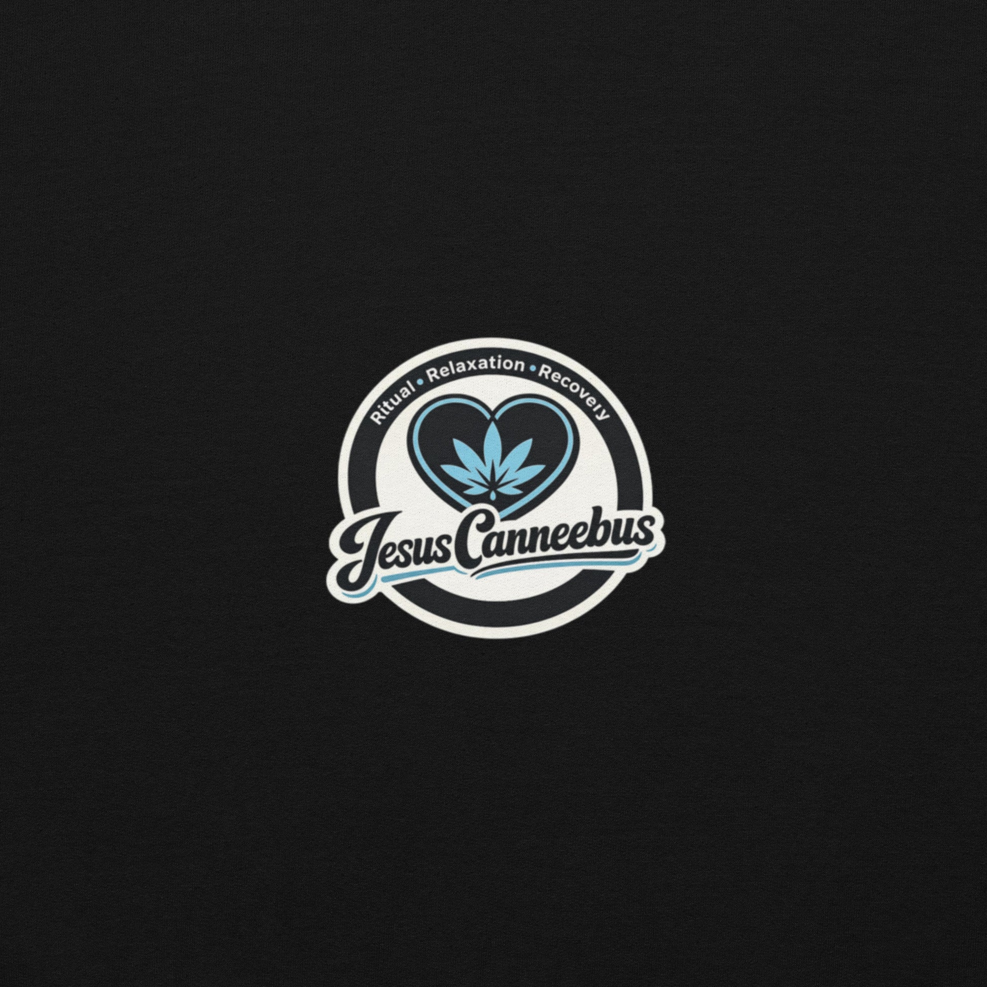 Blue Heart Hoodie – JesusCanneebus logo design detail back | Sacred Streetwear | JesusCanneebus