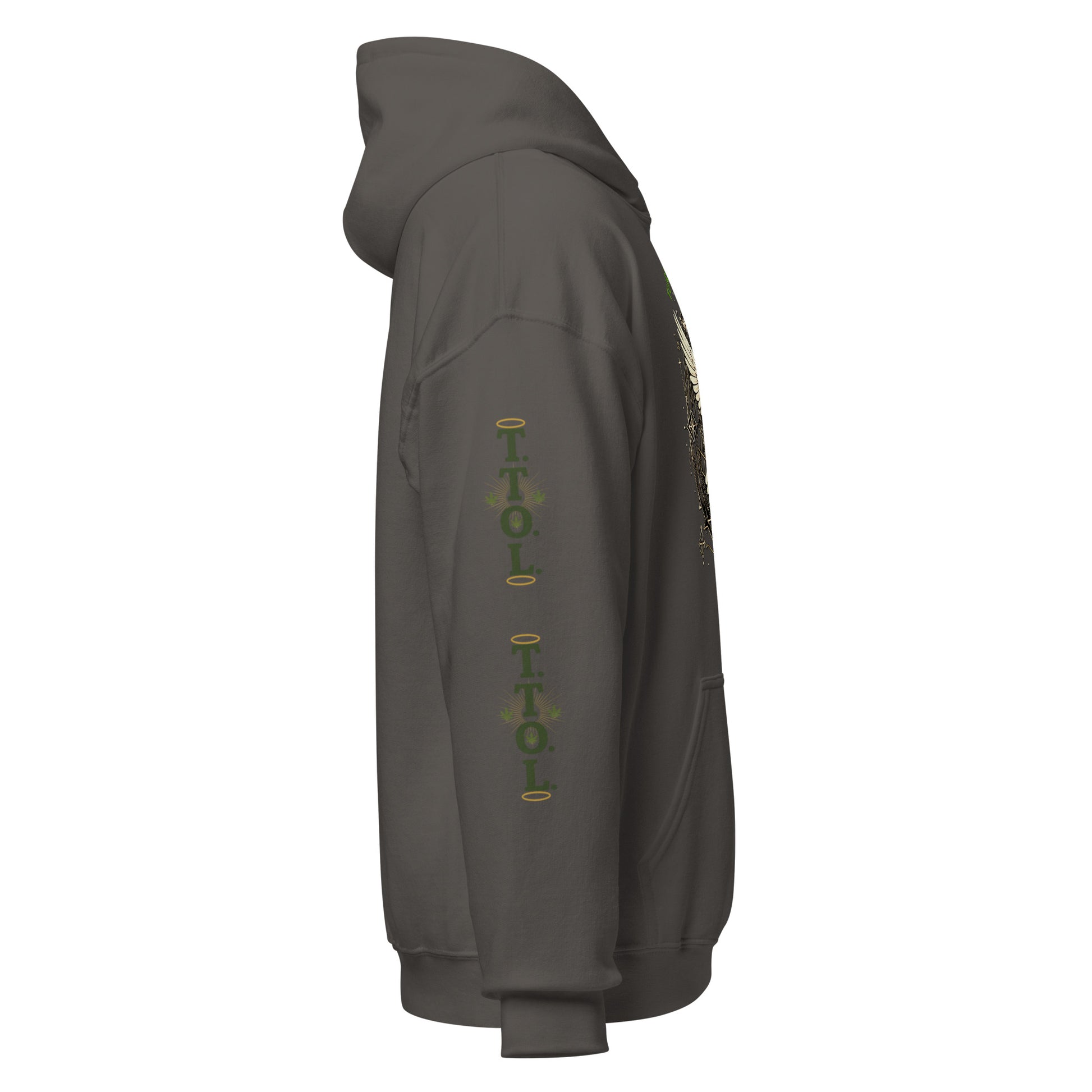 Sacred Threads TTOL Dove Hoodie – charcoal right sleeve TTOL design | Sacred Streetwear