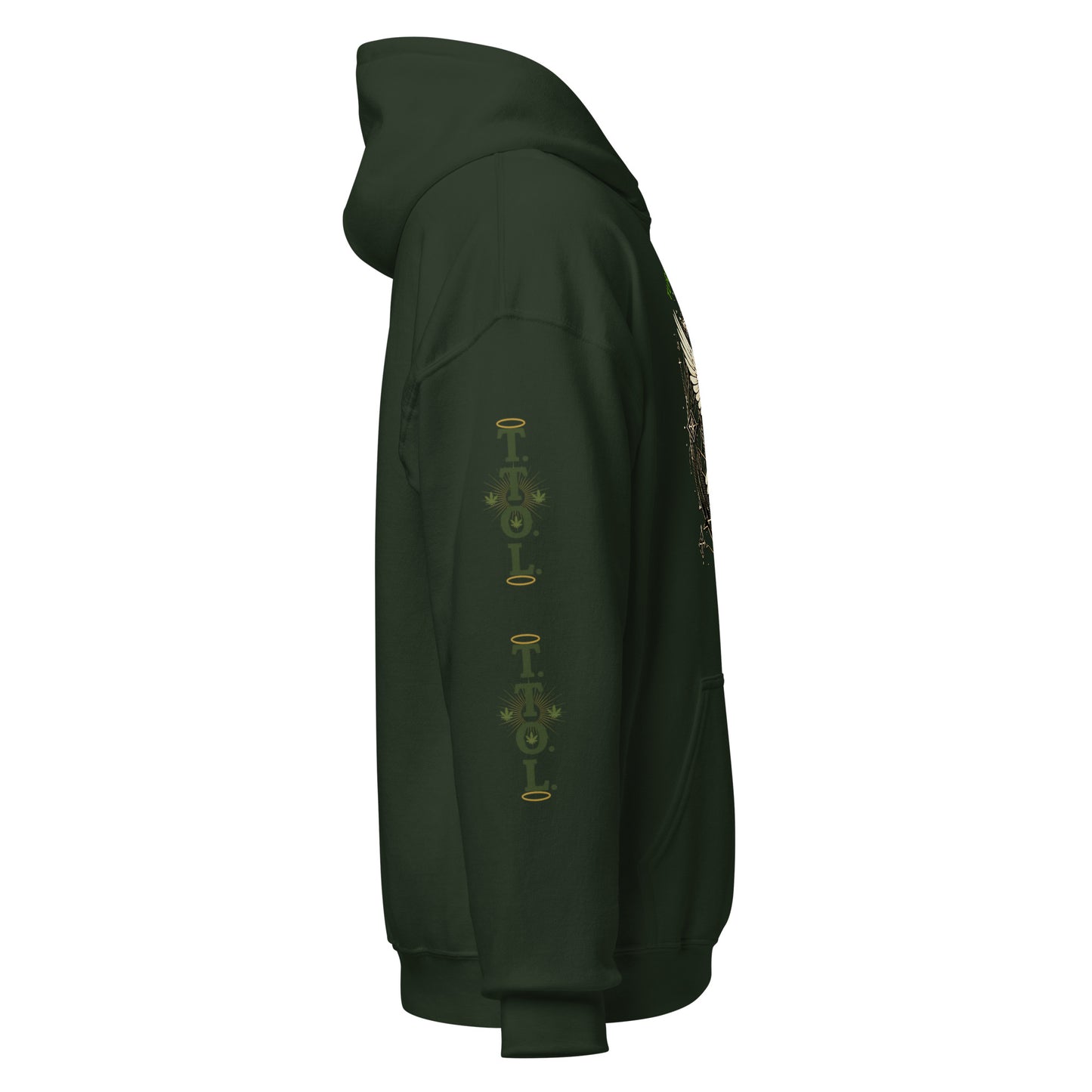 Sacred Threads TTOL Dove Hoodie – forest green right sleeve TTOL design | Sacred Streetwear | JesusCanneebus