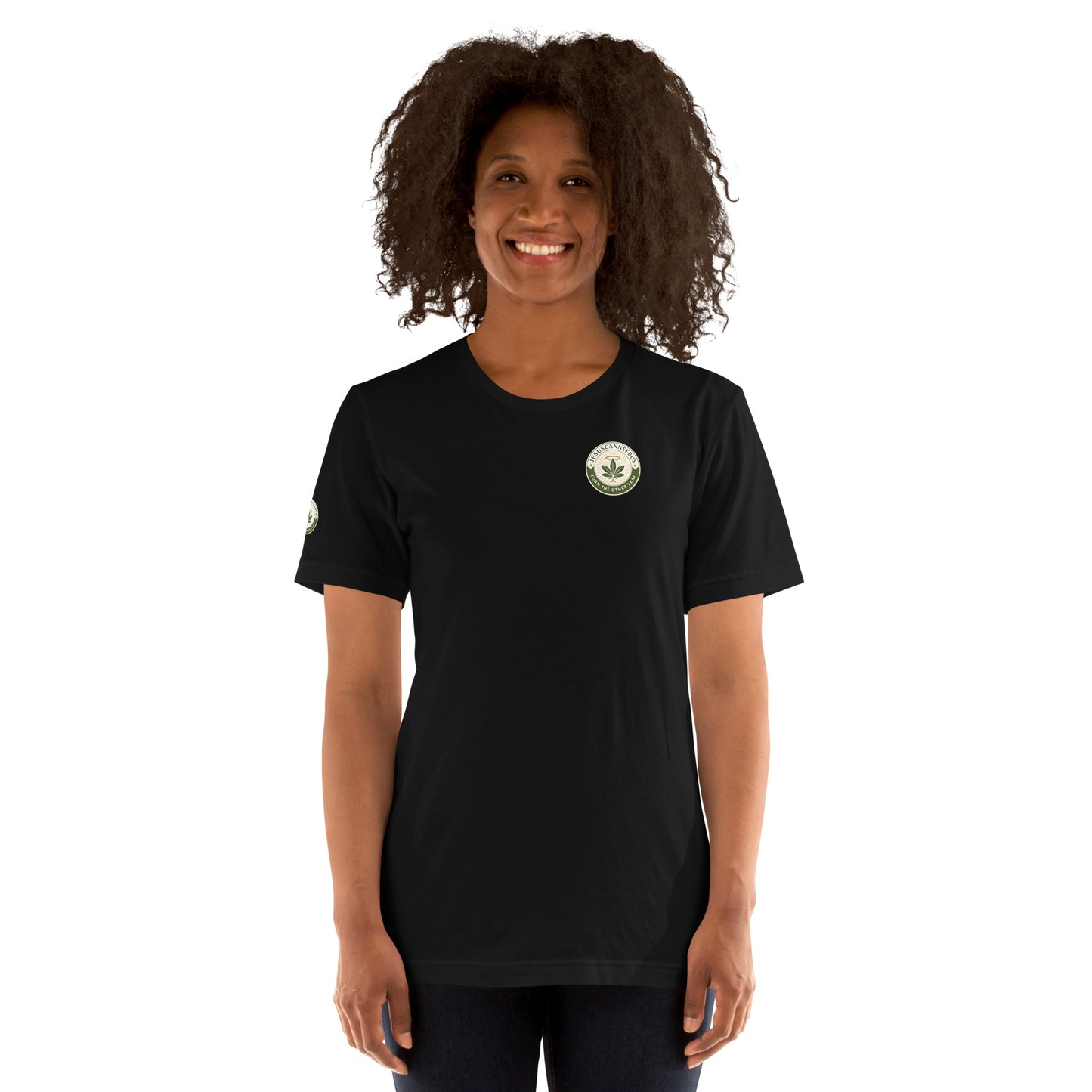Sacred Threads Turn The Other Leaf Tee – female black front | Sacred Streetwear | JesusCanneebus