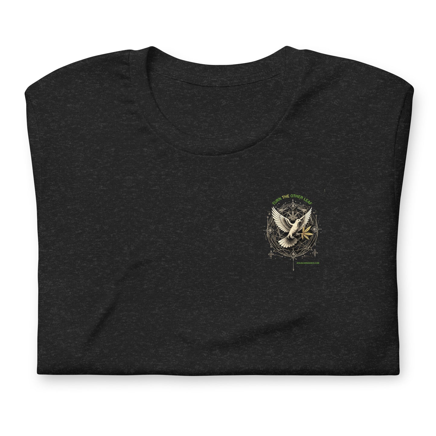 Sacred Dove TTOL Graphic Tee – black heather front | Sacred Streetwear | JesusCanneebus