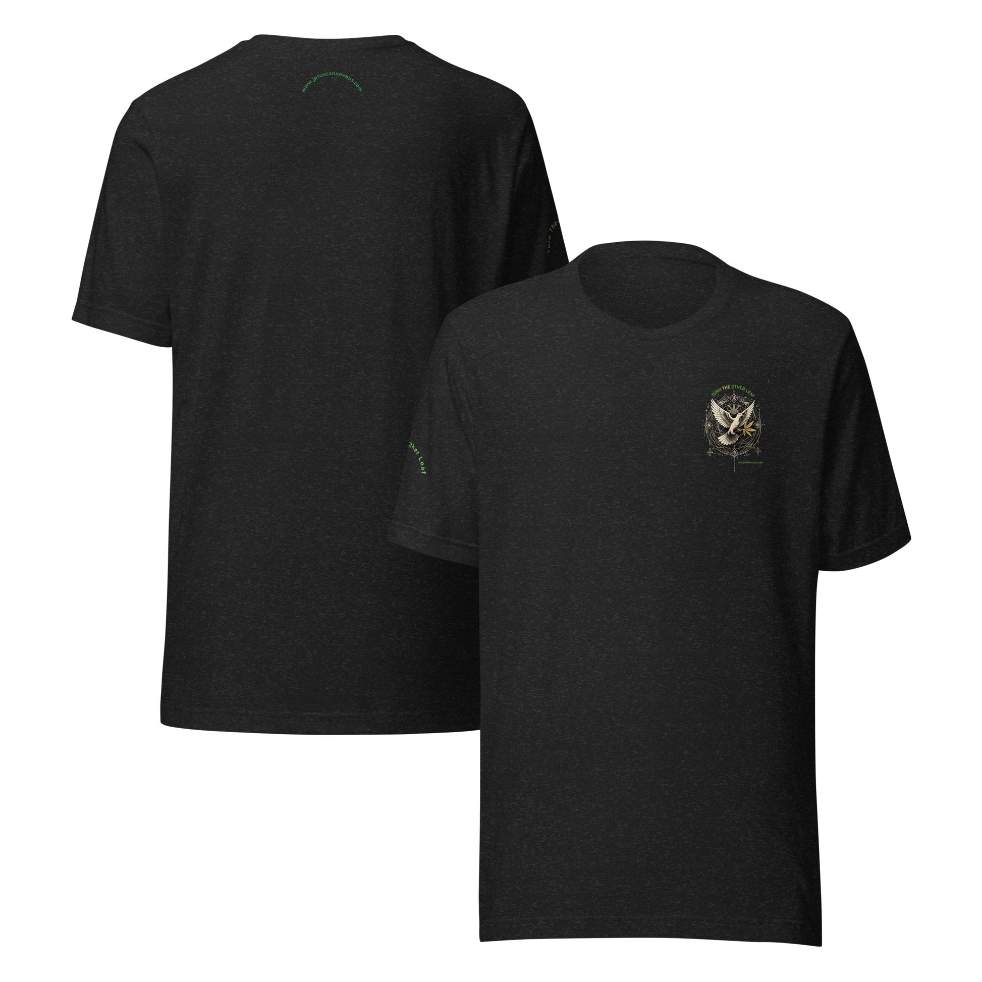 Sacred Dove TTOL Graphic Tee – black heather front and back | Sacred Streetwear | JesusCanneebus